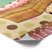 ペストリーカップケーキパティスリーベーカリーショップサイン ポスター (角)