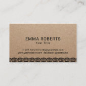 ペストリーカップケーキベーカリーかわいいブラックレースクラフト 名刺 (裏面)