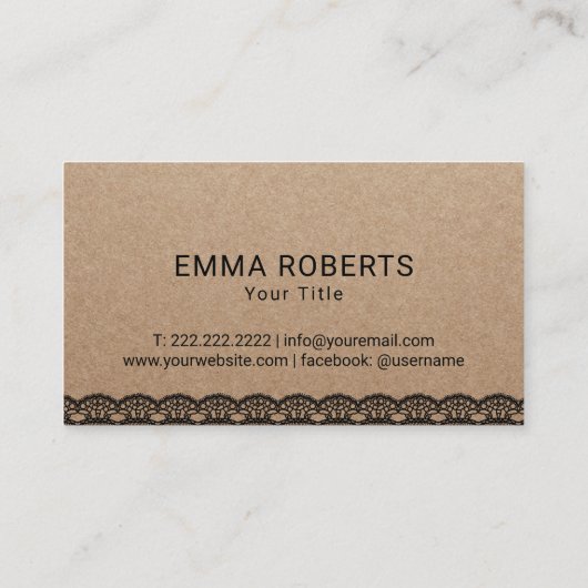ペストリーカップケーキベーカリーかわいいブラックレースクラフト 名刺 (裏面)