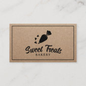 ペストリーカップケーキベーカリー配管バッグロゴクラ素朴フト 名刺 (正面)