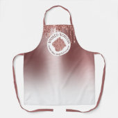 ペストリーケーキベーカリーグリッターバラ金ゴールドピンクドリップ エプロン (正面)
