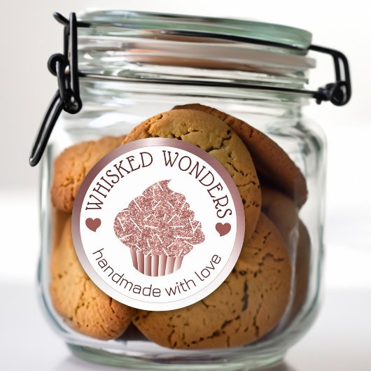 ペストリーケーキベーカリーグリッターバラ金ゴールドピンクドリップ ラウンドシール