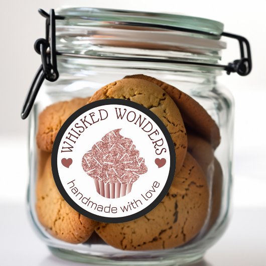 ペストリーケーキベーカリーグリッターバラ金ゴールドピンクドリップ ラウンドシール