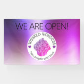 ペストリーケーキベーカリーグリッターピンクパープル 横断幕 (横)