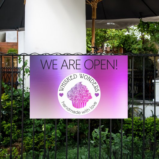 ペストリーケーキベーカリーグリッターピンクパープル 横断幕