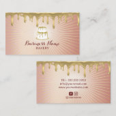 ペストリーケーキベーカリー金ゴールドドリップスモダンバラ金ゴールド 名刺 (正面/裏面)