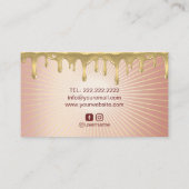 ペストリーケーキベーカリー金ゴールドドリップスモダンバラ金ゴールド 名刺 (裏面)