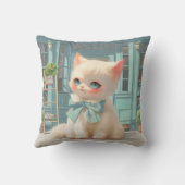 ペストリーショップでブルーボウ付きフワフワの子猫 クッション (裏面)