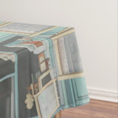 ペストリーショップでブルーボウ付きフワフワの子猫 テーブルクロス (インサイチュ)