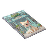 ペストリーショップでブルーボウ付きフワフワの子猫 ノートブック (右側)