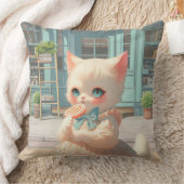 ペストリーショップで棒つきキャンデー付きフワフワの子猫 クッション (ブランケット)