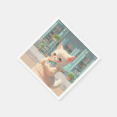 ペストリーショップで棒つきキャンデー付きフワフワの子猫 スタンダードカクテルナプキン (角)