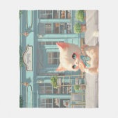 ペストリーショップで棒つきキャンデー付きフワフワの子猫 フリースブランケット (正面)