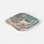 ペストリーショップで棒つきキャンデー付きフワフワの子猫 ペーパープレート (傾斜あり)