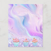 ペストリーショップのベーカリーのピンクのホログラフィックカップケーキのロゴ (裏面)