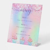 ペストリーショップのベーカリーのロゴホログラフィックメニュー価格 台座サイン (正面)