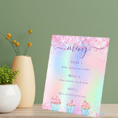 ペストリーショップのベーカリーのロゴホログラフィックメニュー価格 台座サイン