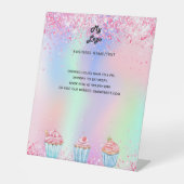 ペストリーショップのベーカリーのロゴホログラフィックメニュー価格 台座サイン (正面)