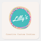 ペストリーショップパーソナライズされたカスタムクッキー スクエアシール (正面)