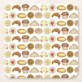 ペストリートレイクロワッサンデンマークマフィン焼いたグッズ スクエアペーパーコースター (正面)