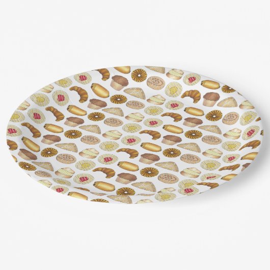 ペストリートレイクロワッサンデンマークマフィン焼いたグッズ ペーパープレート (アングル)