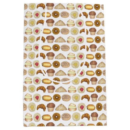 ペストリートレイクロワッサンデンマークマフィン焼いたグッズ ミディアムペーパーバッグ (正面)