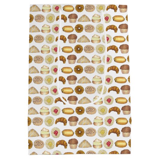 ペストリートレイクロワッサンデンマークマフィン焼いたグッズ ミディアムペーパーバッグ (裏面)