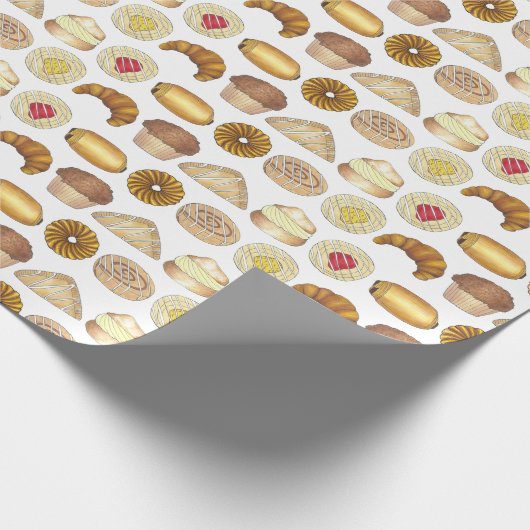 ペストリートレイクロワッサンデンマークマフィン焼いたグッズ ラッピングペーパー (角)