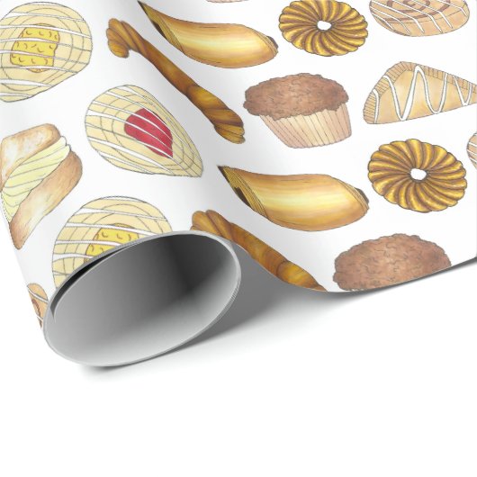 ペストリートレイクロワッサンデンマークマフィン焼いたグッズ ラッピングペーパー (ロールコーナー)