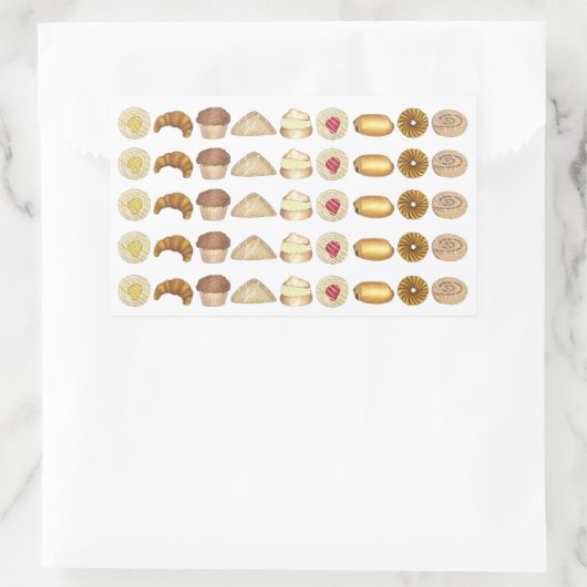 ペストリートレイクロワッサンデンマークマフィン焼いたグッズ 長方形シール (バッグ)