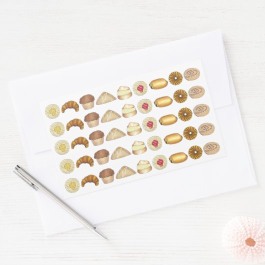 ペストリートレイクロワッサンデンマークマフィン焼いたグッズ 長方形シール (封筒)