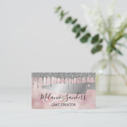 ペストリーナイフ | 《写真》ぼけ味グリッター背景 名刺 (スタンド正面)