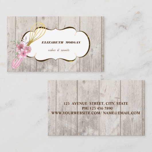 ペストリーハンドツール、木のテクスチャ 名刺 (正面/裏面)