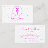 ペストリーバッグベーカリーピンクのロゴカスタムケーキのデザイナー 名刺 (正面/裏面)