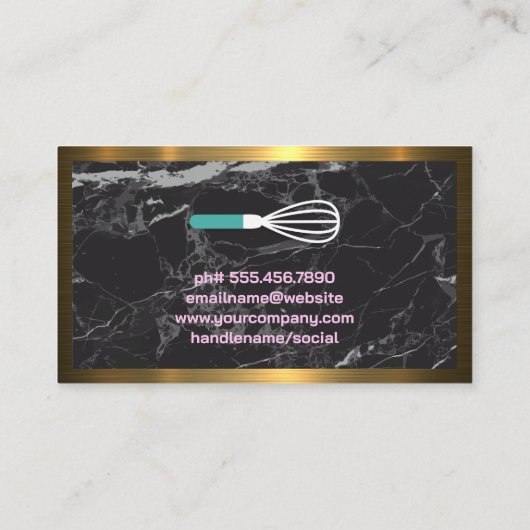 ペストリーバッグ |アイシングつや消し |大理石 |金属金ゴールド 名刺 (裏面)