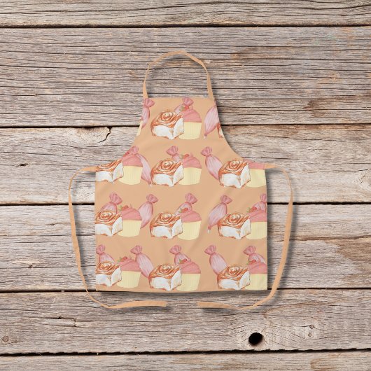 ペストリーバッグ、シナモンパン、カップケーキ桃 エプロン