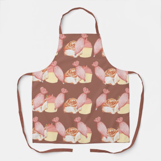 ペストリーバッグ、シナモンパン、カップケーキ茶 エプロン (正面)