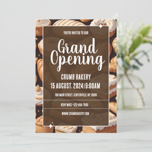 ペストリーベーカリーのオープニングアレンジメントカード 招待状 (スタンド正面)