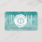 ペストリーベーカリーウィスクグリッターティール(緑がかった色)金ゴールドスパークルドリップ 名刺 (正面)