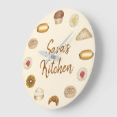 ペストリーベーカリークロワッサンダニッシュマフィ焼いたングッズ ラージ壁時計 (傾斜)