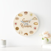 ペストリーベーカリークロワッサンダニッシュマフィ焼いたングッズ ラージ壁時計 (ホーム)