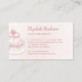 ペストリーベーカリーシェフ赤面ピンクグリッタードリップケーキ 名刺 (裏面)