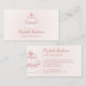 ペストリーベーカリーシェフ赤面ピンクグリッタードリップケーキ 名刺 (正面/裏面)