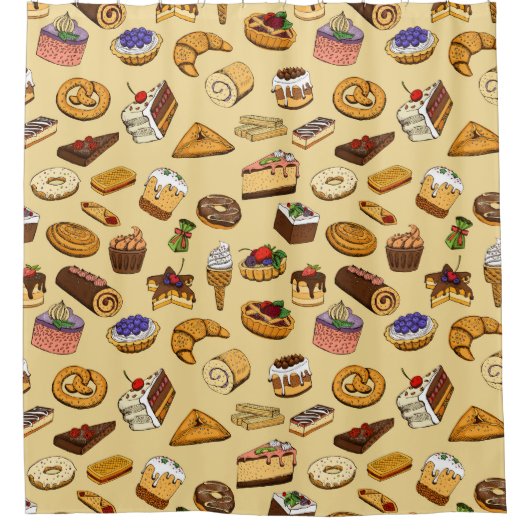 ペストリー模様 シャワーカーテン (正面)