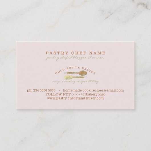 ペストリー素朴フローラスプーンのエレガントロゴ 名刺 (裏面)