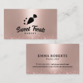 ペストリー配管バッグロゴカップケーキベーカリーバラ金ゴールド 名刺 (正面/裏面)
