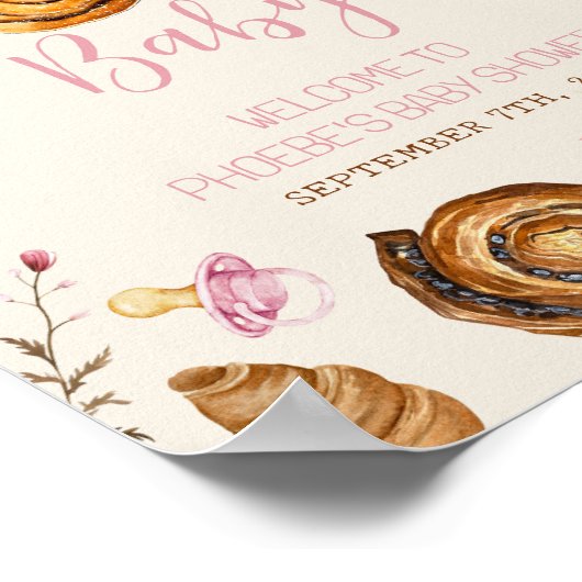 ペストリー&おしゃれな女の子ベビーシャワーへようこそ ポスター (角)