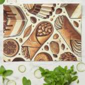 ペストリー&デザートプリントティータオル キッチンタオル (折り畳み)