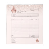 ペストリーCupcakeベーカリー注文型枠請求書メモ帳 ノートパッド (正面)