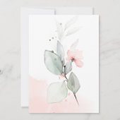 ペストルピンクとグリーンの花々の淡い優雅さに満ちたウェディング 招待状 (裏面)